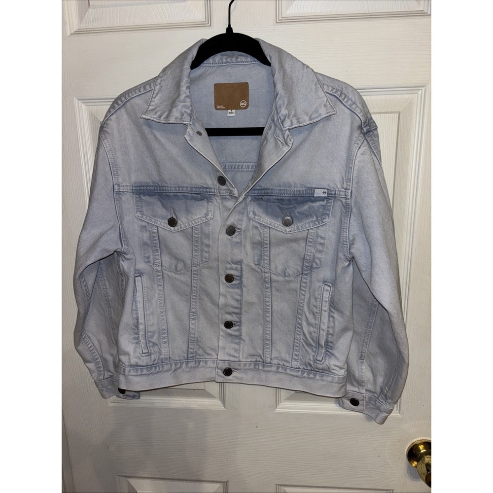 AG Adriano Goldschmied Sz S Denim Jacket Men's Light Blue Cotton Button Up